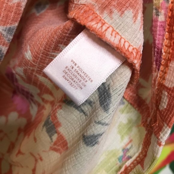 NWT $36 LC Lauren Conrad Women's PS Orange Floral Summer Flutter Sleeve Top - Picture 5 of 5